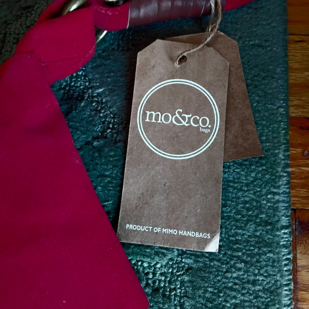 Mo&Co Red Tiered Suede Ruffle Shoulder Bag - Picture 4 of 7
